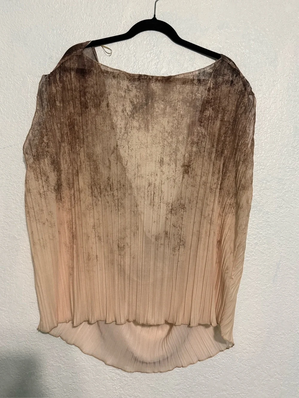 ZARA NWT Ombre Pleated Drape Back Sleeveless Blouse Beige Brown Size M - Picture 2 of 6